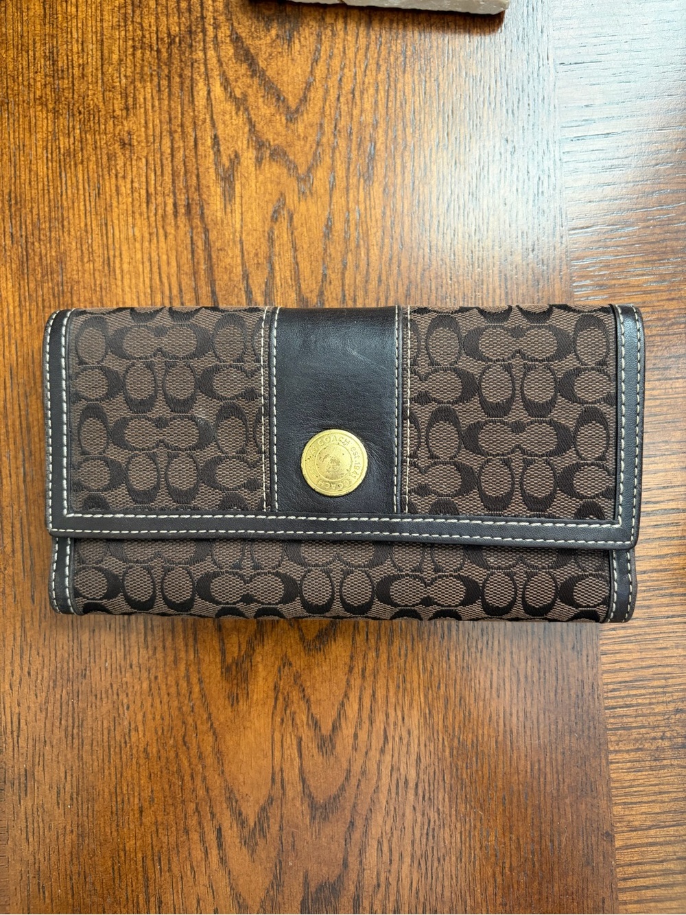 Coach Brown Signature Trifold Wallet